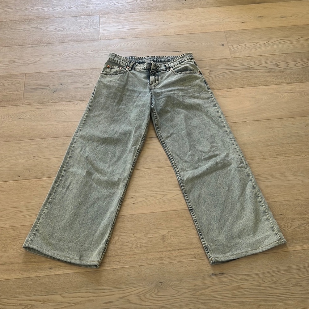 Motel rock low rise parallel jeans in 80s light blue